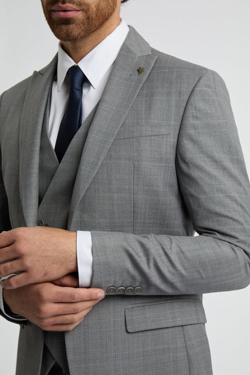 INDUS GREY SOFT CHECK SLIM JKT