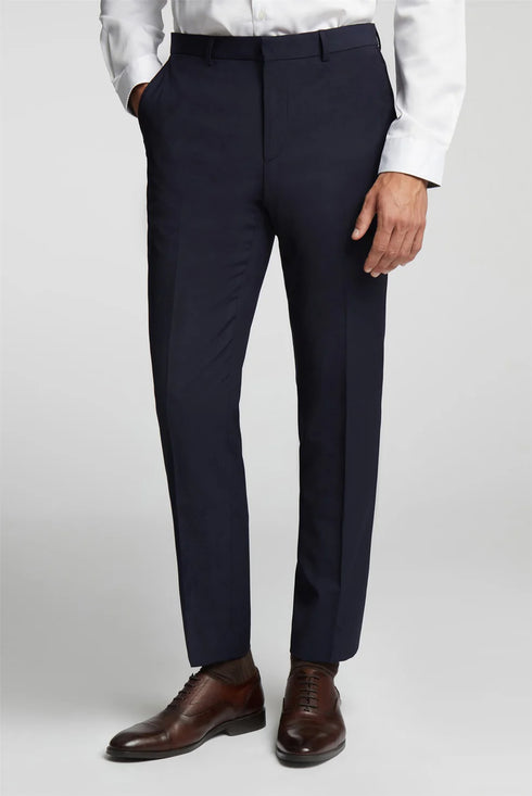 PREMIUM NAVY PANAMA SLIM SUIT TRS
